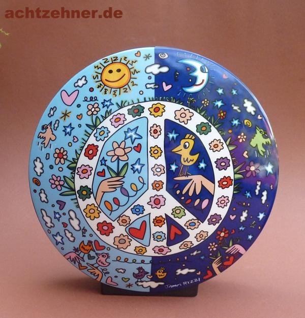 James Rizzi Vase Peace blau Goebel 8 x 20,5 cm