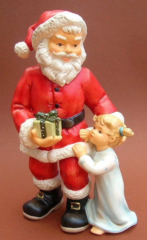 Weihnachtsmann mit Mädchen - Limitierte Figur 20 cm