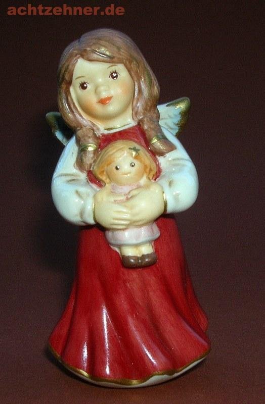 Goebel Mini Engel mit Püppchen bordeaux 8 cm