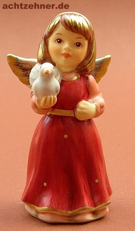 Goebel Mini Engel mit Vogel in bordeaux 6 cm