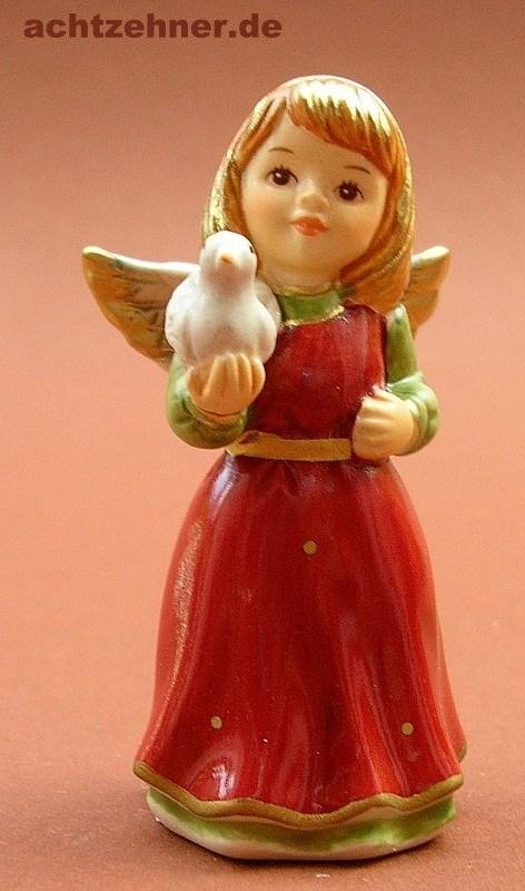 Goebel Mini Engel mit Vogel in rot/grün 6 cm